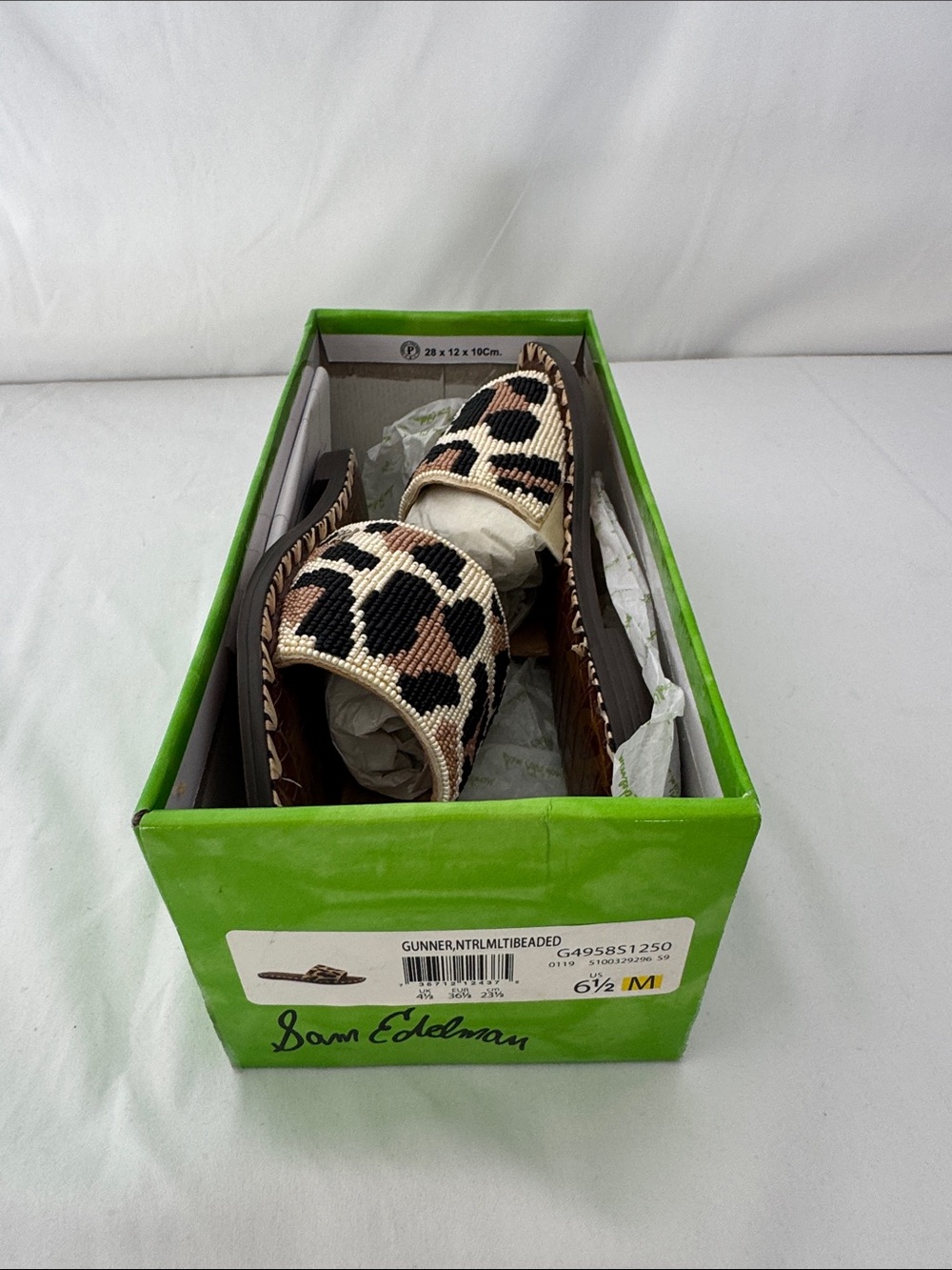 NWT Sam Edelman Gunner Leopard Beaded Slide Sandals in Size 6.5 - Picture 8 of 8